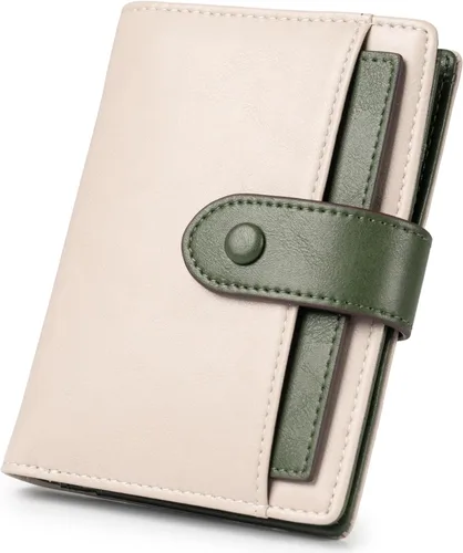 Miniatura 12 de Alldaily Cartera pequeña de piel con bloqueo RFID para mujer, plegable con 10 ranuras para tarjetas y bolsillo con cremallera, Negro, Pequeña