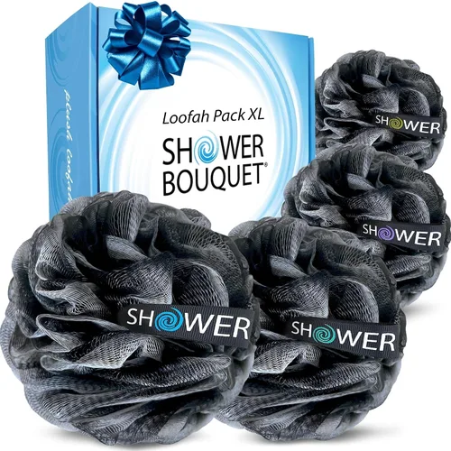 Miniatura 12 de SHOWER BOUQUET Esponja de baño de lufa XL Swirl-Deep-Deep-4-Pack/ Extra Grande 2.65 oz de malla suave Luffa Loofa Lufa Lufa Puff Set/Exfoliante