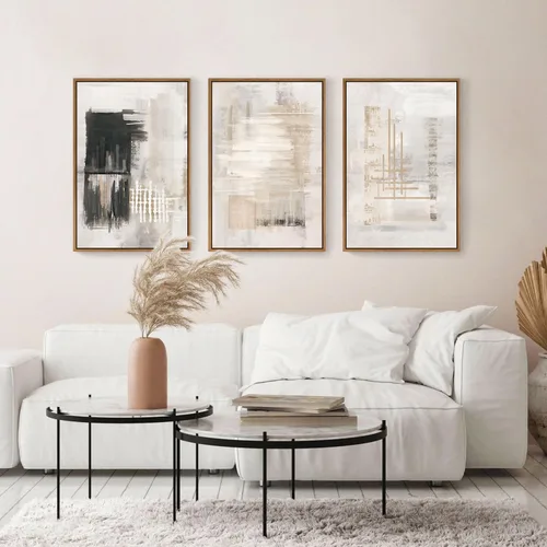 Miniatura 2 de HPINUB - Lienzo decorativo abstracto moderno para pared, juego de 3 impresiones artísticas enmarcadas, pintura de pared grande en blanco y negro, 16