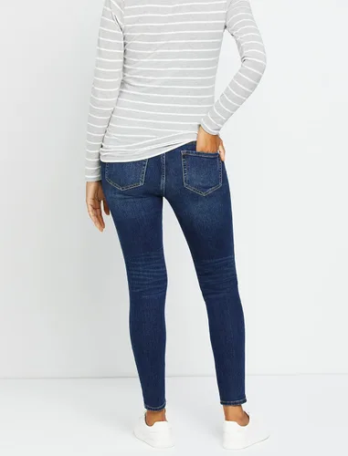 Miniatura 4 de Motherhood Maternity Jeans de maternidad ajustados para mujer color azul índigo ajuste secreto sostenible vientre