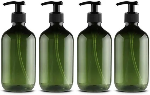 Miniatura 10 de Botellas vacías de bomba de loción de gran capacidad de 16.9 fl oz, botellas dispensadoras de loción de jabón marrón/verde, paquete de 4 Marrón-16.9