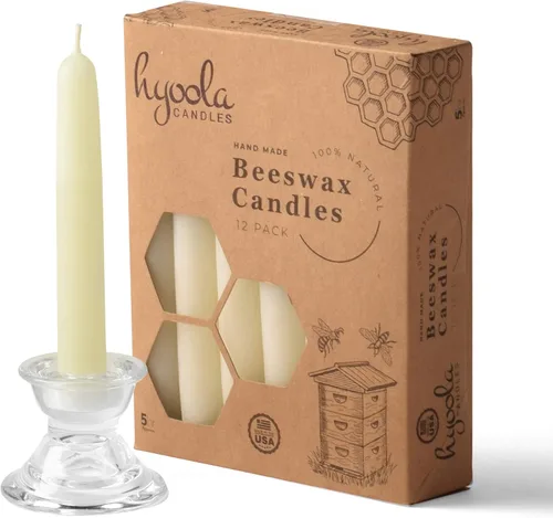 Miniatura 3 de Hyoola Paquete de 12 velas cónicas de cera de abeja de 5 pulgadas, hechas a mano, totalmente naturales, 100% pura sin perfume, alta, decorativa
