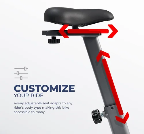 Miniatura 5 de Sunny Health & Fitness Smart Stationary Exercise Upright Bike w/Pulse Sensor & 4-Way Adjustable Seat, Cycling Machine for Home Cardio Training, Free