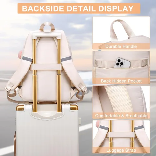 Miniatura 6 de Linda mochila escolar para adolescentes y mujeres estudiantes – Mochila grande para laptop de 15.6 pulgadas – Mochila de viaje para escuela
