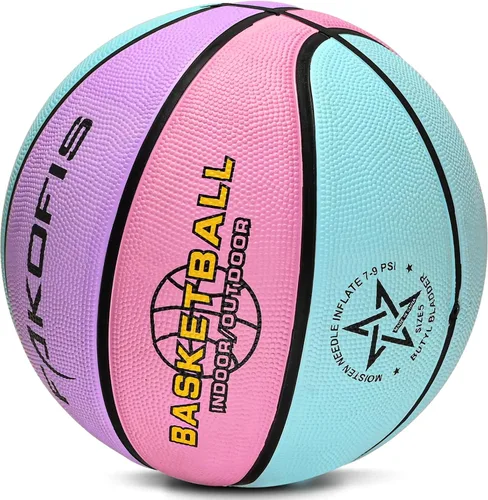 Miniatura 2 de Baloncesto para niños y niñas de 3/5 (22 pulgadas/27.5 pulgadas), baloncesto de goma de alta calidad para interiores y exteriores, para niños y Azul