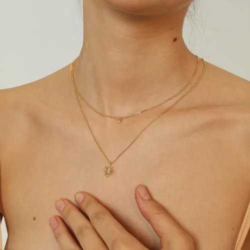 Miniatura 4 de Collares en capas para mujer, chapado en oro de 14 quilates, collar de cadena de clip de espiga de espiga simple, collares de oro simple para mujer