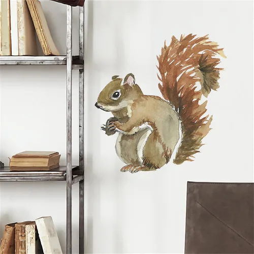 Miniatura 2 de Calcomanías de pared con diseño de ardilla, diseño de animales de la naturaleza, removibles, para sala de estar, dormitorio, guardería, habitación