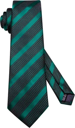 Miniatura 52 de Hi-Tie Corbatas de seda para hombre, diseño de cachemira a rayas, con bolsillo, gemelos cuadrados, conjunto formal de negocios