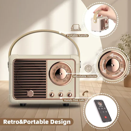 Miniatura 4 de Altavoz Retro Ideas de Regalo de Cumpleaños para Mujer Altavoz Inalámbrico Portátil Regalos para Mujeres, Niñas, Amigas Estilo Retro Pequeño