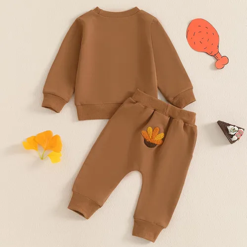 Miniatura 137 de Adobabirl Conjunto de sudadera y pantalones de Halloween para bebé, sudadera y pantalones con parche de calabaza para Halloween, otoño, ropa de bebé