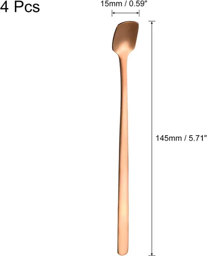 Miniatura 2 de uxcell Cuchara agitadora de acero inoxidable, 4 cucharas de mango largo de 6 pulgadas para mezclar, cucharas cuadradas para agitar, cucharas de Negro