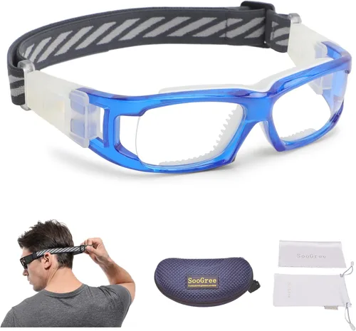 Miniatura 15 de SooGree Gafas deportivas para niños, gafas protectoras, gafas de seguridad ocular, reemplazables a lentes graduadas de 8 a 16 años Marco negro rojo
