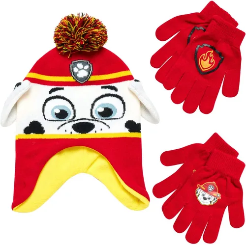 Nickelodeon Sombrero de invierno de Paw Patrol para niños, 2 pares de guantes o mitones (niñosniños pequeños)