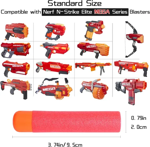 Miniatura 5 de Mega Dart - Paquete de repuesto de 180 piezas compatibles con pistolas Nerf N-Strike Mega Series, color rojo