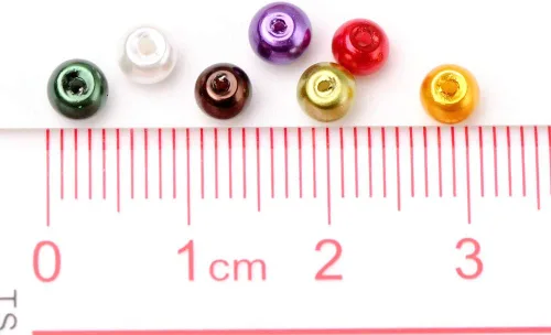 Miniatura 4 de Pandahall - 400 cuentas de perlas de vidrio perlado brillante de 0.157 pulgadas (0.157 in), cuentas espaciadoras sueltas de vidrio de color mixto