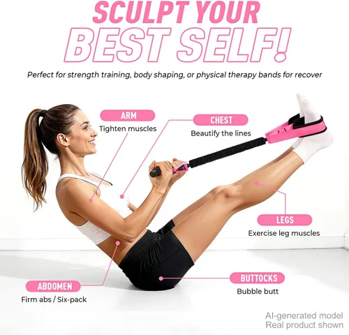 Miniatura 5 de Pedal Resistance Band with Handle, Upgraded Durable Thickened Latex Tubes and Soft Foam Fabric Foot Pedal, Sit Up Exercise Equipment for Abdomen
