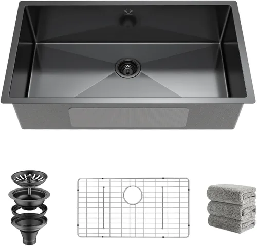 Miniatura 12 de Fregaderos de cocina 23x18 pulgadas Fregadero de cocina empotrado Fregadero de acero inoxidable 16 calibre Juegos de fregaderos de un solo tazón
