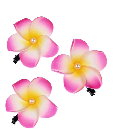 2 pinzas para el pelo hawaianas Plumeria Galsang con flores para fiesta en la playa (1#P melocotón), talla única