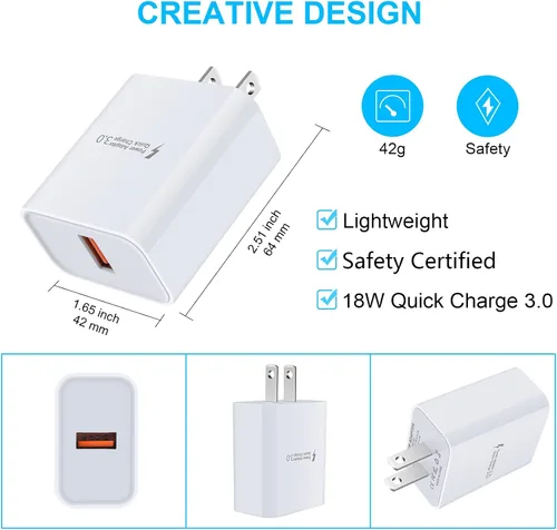 Miniatura 3 de Cargador de pared 3.0 de carga rápida, cargador de pared USB de 18 W, 3 A, adaptador QC 3.0, bloque de cargador rápido para Samsung Galaxy A17 A16