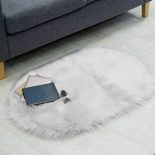 Miniatura 10 de RosieLily Alfombra de piel sintética ultrasuave de 1.3 x 2 pies, piel de oveja lanuda esponjosa, lavable a máquina, manta decorativa