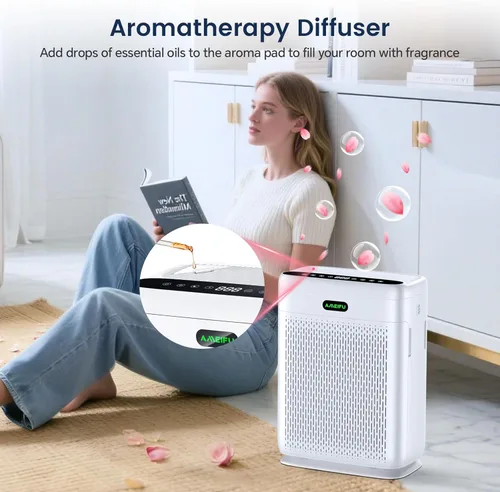 Miniatura 9 de Purificadores de aire para el hogar habitación grande con control remoto, hasta 3000 pies cuadrados, filtro de aire doble cara H13 Hepa con pantalla