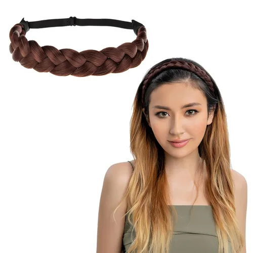 Miniatura 20 de Diadema trenzada para mujer, 3 hebras, sintéticas, trenzadas, diademas elásticas para el cabello, accesorios para el cabello a la moda