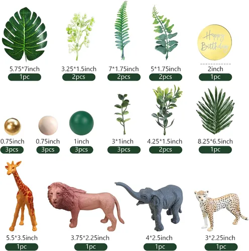 Miniatura 2 de 27 PIEZAS Adornos para Pasteles de Animales de la Selva, Figuras de Animales de Safari Juguetes Palillos Wild One Decoraciones de Pasteles