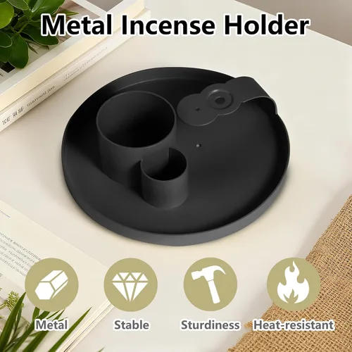 Miniatura 7 de Soporte de incienso 4 en 1, soporte para quemador de salvia, quemador de palo santo, bandeja de captura de cenizas de 5.47 pulgadas, soporte
