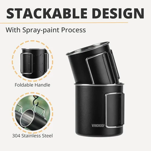 Miniatura 3 de Vandroop Juego de cafetera portátil, juego de gotero de café plegable de silicona, perfecto para viajes, campamento, hogar (taza negra de 2 tazas)