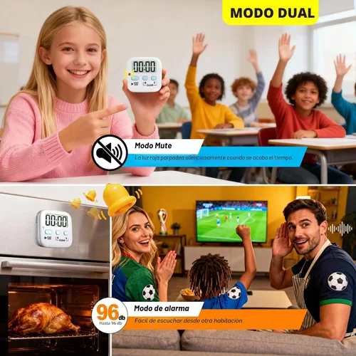 Miniatura 6 de Antonki Paquete de 2 temporizadores digitales para niños, temporizadores de cocina magnéticos de cuenta regresiva para cocinar, huevos, aula