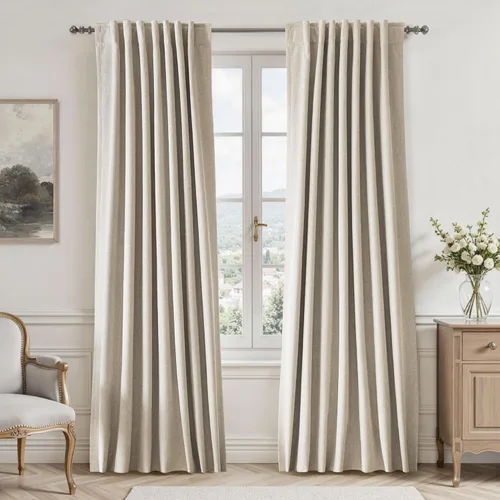 Miniatura 69 de UHITECH - Cortinas opacas beige para sala de estar, cortinas cortas de 35 pulgadas para habitación, cortinas negras para ventanas pequeñas, paneles