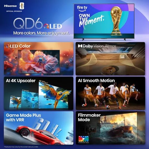 Miniatura 4 de Hisense Serie QD6 de 43 pulgadas (43QD6QF, modelo 2025) QLED 4K UHD Smart Fire TV, control remoto por voz con Alexa, Dolby Vision, Dolby Atmos