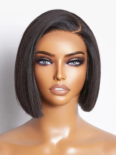 LUVME HAIR - Peluca de cabello humano estilo Bob, de 8 pulgadas, precortada, sin pegamento, con cierre de encaje HD, predepilada, cabello humano
