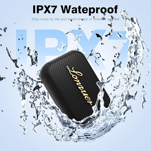 Miniatura 4 de Leap - Altavoz portátil Bluetooth para ducha, resistente al agua, IPX7, negro, pequeño altavoz inalámbrico para playa, baño, viajes, regalo, sonido