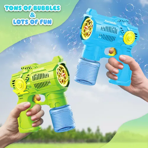Miniatura 3 de Juego de 2 pistolas de burbujas con baterías, juguetes sopladores automáticos de burbujas para niños y niños pequeños, 1 disparador de burbujas azul