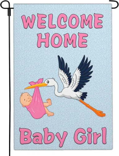 Banderas de jardín para bebé niña de 12 x 18 pulgadas de doble cara con texto en inglés "It's a Girl", letrero de jardín para baby shower, bandera