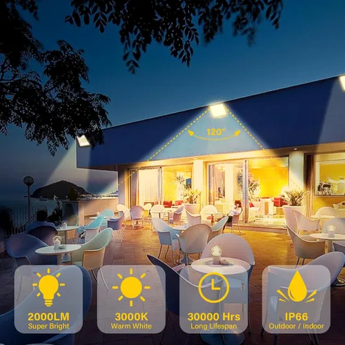 Miniatura 6 de SKYWORLD Paquete de 2 luces LED de inundación para exteriores, 20 W 2000 lm, luz de inundación LED de seguridad, luz diurna de 4000 K, luz blanca