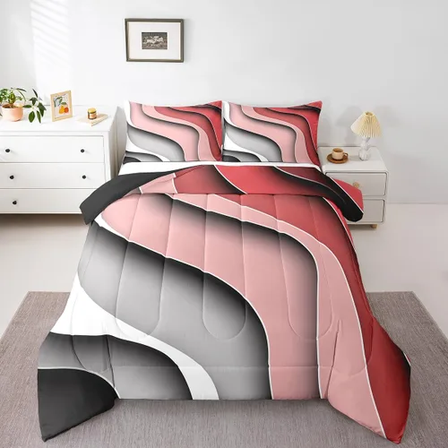 Miniatura 16 de Erosebridal Juego de edredón a rayas azules, juego de ropa de cama tamaño King, juego de ropa de cama moderno minimalista y colecciones con temática