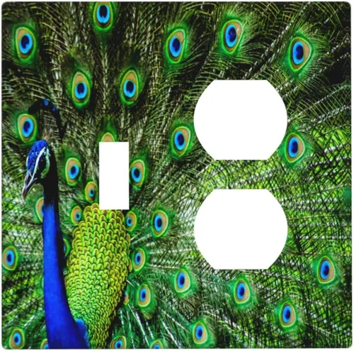 Miniatura 23 de Cubierta decorativa para toma de corriente de pavo real, cubierta de salida de 1 banda, cubierta de placa de interruptor de luz, placas de 1