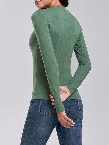 Miniatura 5 de Camisetas de manga larga para mujer, cuello redondo, ajustadas, sexy, básica, para salir, Dupes Y2K