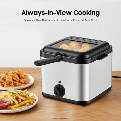Miniatura 7 de Freidora profunda de 2.5 litros con cesta desmontable, potente freidora de aceite de uso doméstico de 1000 W con temperatura ajustable, protección