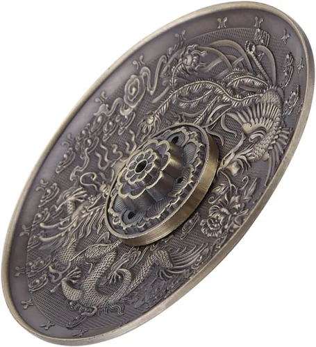 Miniatura 5 de Placa de soporte de palo de incienso de aleación de zinc con patrón de dragón incienso para dormitorio, templo, oficina, hotel (cobre)