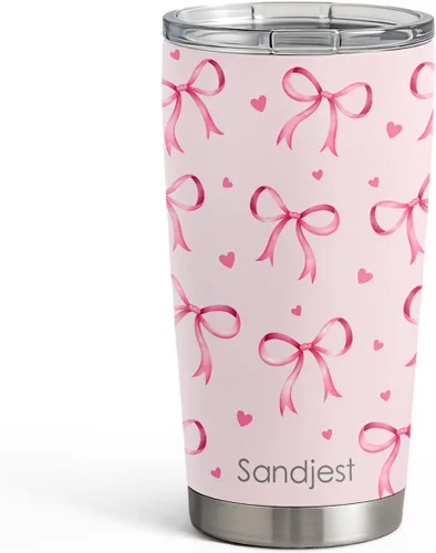 Miniatura 25 de SANDJEST Vaso de baloncesto con aislamiento de acero inoxidable de 20 onzas, taza de café de viaje, vasos deportivos, regalos para amantes