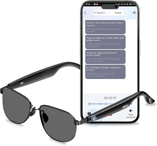 Miniatura 10 de PAXA S7Ultra - Lentes inteligentes AI con lentes fotocromáticos y traducción de 144 idiomas, lentes de sol polarizados Bluetooth 6.0 con altavoz