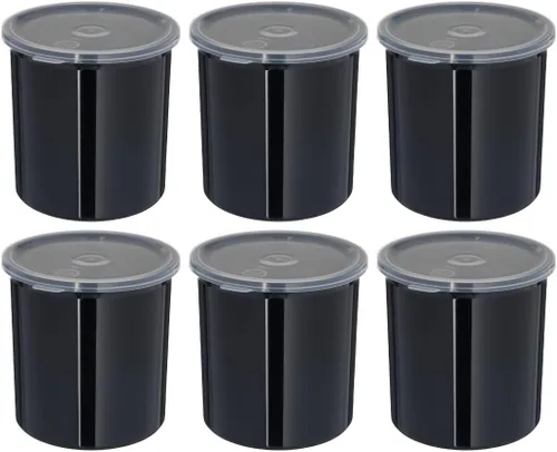 Carlisle FoodService Products Contenedor de Almacenamiento Redondo Clásico tipo Crock con Tapa para Cocina, Restaurantes, Hogar, Plástico, 2.7 Negro