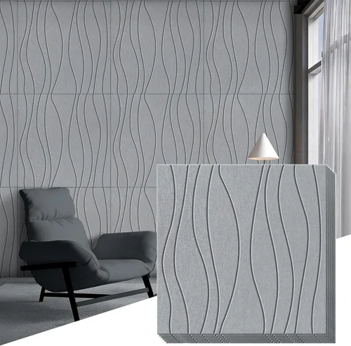6 paneles acústicos, paneles de pared autoadhesivos insonorizados de 23.6 x 23.6 pulgadas, paneles de pared acústicos con ondas de agua, paneles de