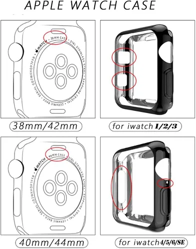 Miniatura 4 de Paquete de 2 fundas brillantes para Apple Watch de 1.732 pulgadas (Serie 6/5/4/SE) con protector de pantalla, cubierta de diamantes de cristal