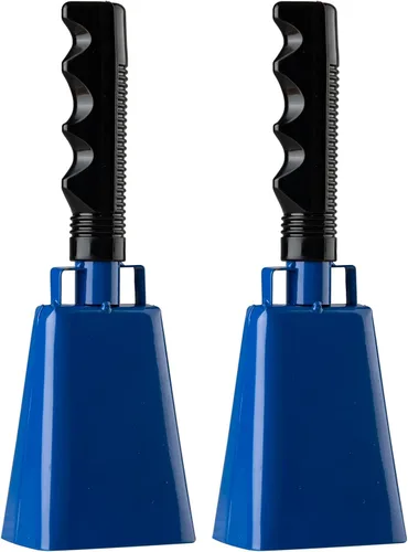 Miniatura 10 de Campanas de vaca de acero de 8 pulgadas con asa, campana de mano animadora para eventos deportivos, fútbol, fiesta, granja, campanillas de mano