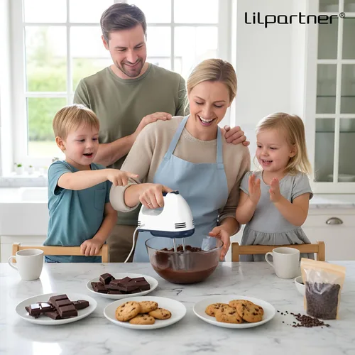 Miniatura 7 de LILPARTNER Batidora de mano eléctrica, pequeña batidora de alimentos de 7 velocidades, 304 x (1 batidor, 2 batidores, 2 ganchos de masa) licuadora