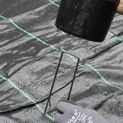 Miniatura 7 de LANIAKEA Estacas de jardín de metal de 8 pulgadas, paquete de 200 pasadores galvanizados para paisaje, estacas de paisaje resistentes para valla